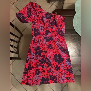 Lilly Pulitzer Brilayn one shoulder romper ruby red heron on my own